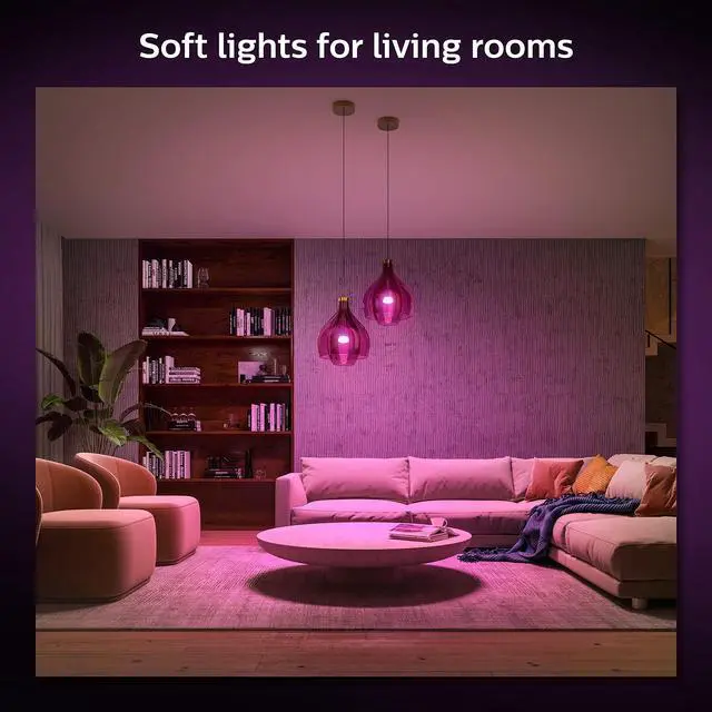 Alt view image 7 of 7 - Smart 75W A19 LED Bulb - White and Color Ambiance Color-Changing Light - 2 Pack - 1100LM - E26 - Indoor - Control with Hue App - Compatible with Alexa, Google Assistant and Apple Homekit