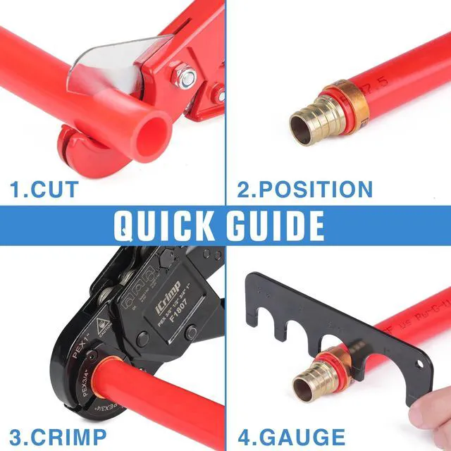 Alt view image 7 of 7 - KIT-FACL PEX Crimping Tool Kit for Crimping & Removal 1/2-in, 3/4-in, 1-in PEX Copper Crimp Ring, with PEX Tubing Cutter, Corner Operation Friendly
