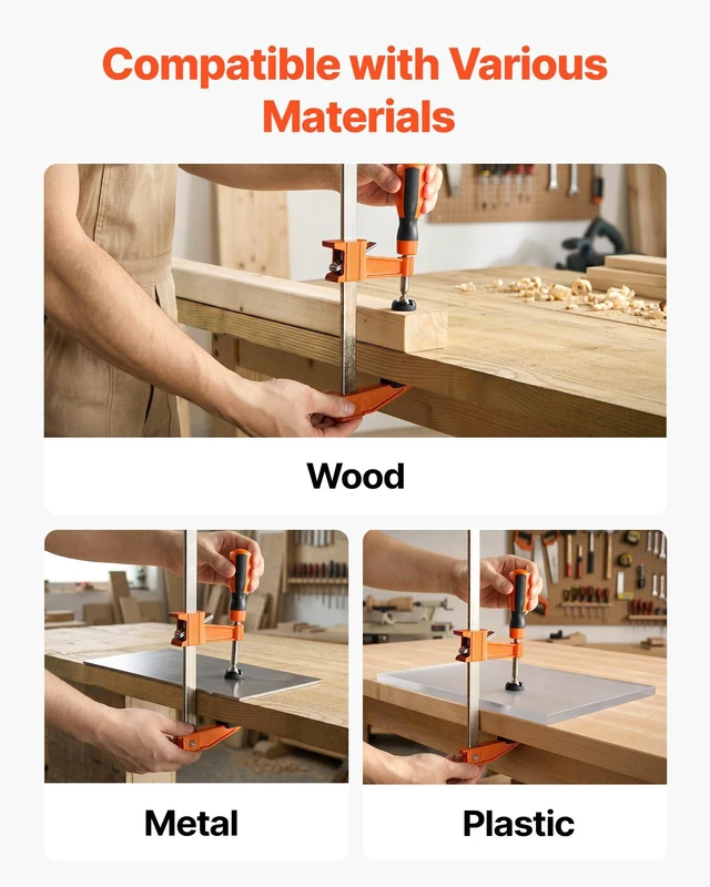 Alt view image 4 of 7 - Bar Clamps for Woodworking, 8-Pack, 36" Opening F Clamps, 600 lbs Load Limit, with Plastic Pad and Self-Locking Design, Premium Cast Iron and Carbon Steel, for Wood Working and Metal Working