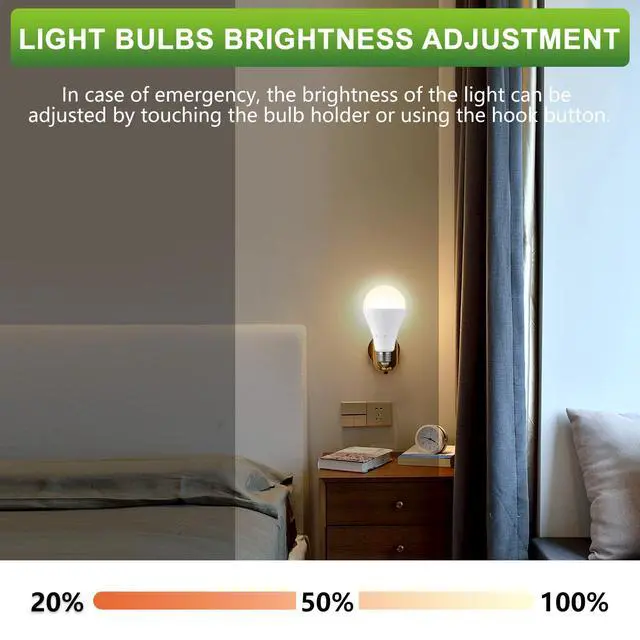 Alt view image 6 of 7 - 10 Pack Rechargeable Emergency Light Bulbs, Battery Powered LED Light Bulb 3000K Warm E26 120 Volt 9W 60W Equivalent with 1200mAh for Home Power Outage Camping Hurricane