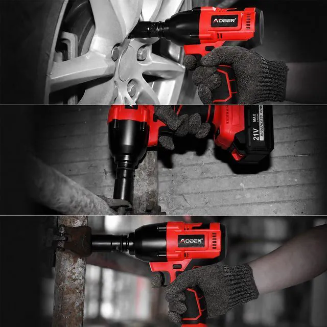 Alt view image 7 of 7 - Cordless Impact Wrench 1/2 Inch, Power Impact Gun Kit, Max 600N.M/450Ft-lbs High Torque Electric Impact Driver for Car RV Tire, 2 Packs x 4.0Ah Battery, Charger, 6 Sockets & Storage Tool Case