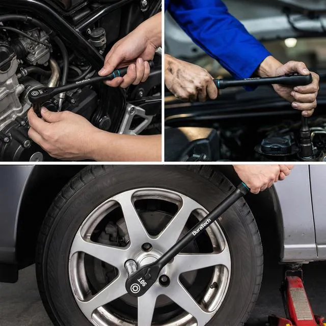 Alt view image 7 of 7 - 3-Piece Extra Long Drive Ratchet Handle, 90-Tooth Ratchet Wrench 1/4", 3/8", 1/2" Socket Wrench with Dust Proof Teardrop Enclosed CR-MO Head, Reversible, CR-V Made, Black Mn Phosphate Finish