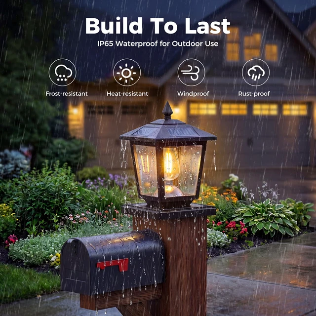 Alt view image 7 of 7 - 4 Pack Solar Post Cap Lights Outdoor 2 Brightness Fit 3.5x3.5 4x4 5x5 5.5x5.5 Posts, Waterproof, Warm White Edison Bulb(Non-replaceable), Post Top Light for Fence Deck Porch