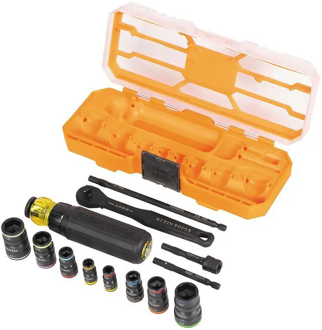 Alt view image 7 of 7 - 65242 KNECT Impact Socket Set, Ratcheting Screwdriver Set, 1/4-Inch Drive, 4 SAE and 4 Metric Flip Sockets, 16 Hex Sizes, Adapters, MODbox Case