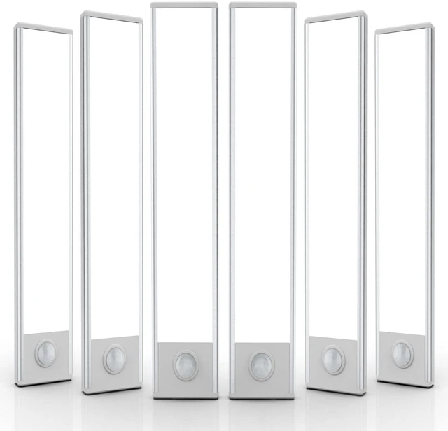 Main image of 6 Pack Under Cabinet Lighting Wireless, 58 LED Rechargeable Battery Motion Sensor Light Indoor, Stick On Magnetic Closet Lights, Under Counter Lights for Kitchen, Stairs, White 14 in