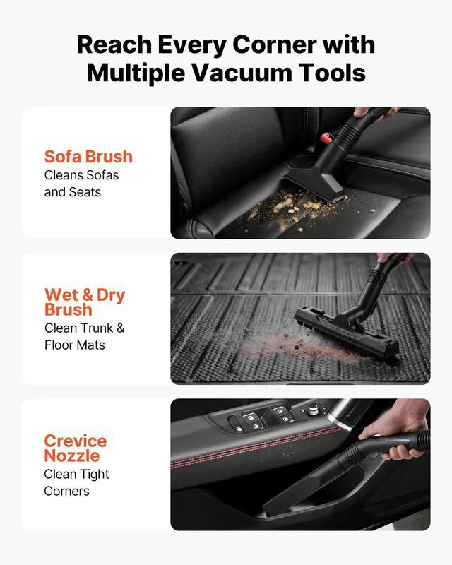 Alt view image 4 of 7 - 3-in-1 Shop Vac, 8 Gallon Wet Dry Shop Vacuum, 4.5 Peak HP Portable Vacuum Cleaner with Blower, Dual-Filter, 950W Input Power, 1.25in x 7ft Hose, 9.8ft Cord for Jobsite, Workshop, Garage, Home