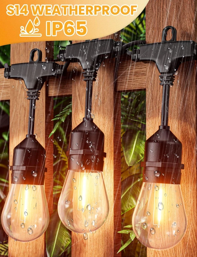 Alt view image 2 of 7 - Outdoor String Lights 75 FT LED Outside Patio E26 Edison Waterproof Commercial Grade Patio Light with Shatterproof S14 Dimmable Vintage Bulbs, Hanging Strand for Bistro Cafe Backyard Warm White