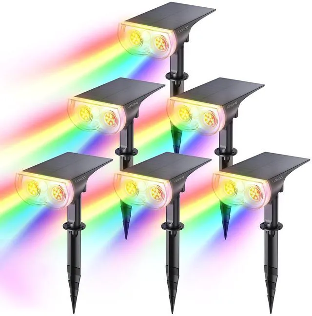 Main image of Solar Lights Outdoor Waterproof LED Landscape Spotlight RGB 6 Pack Starray, 9 Color Changing Modes, Multicolor, Dusk to Dawn, for Holiday Decoration Patio Garden Flag Tree Lawn Pathway