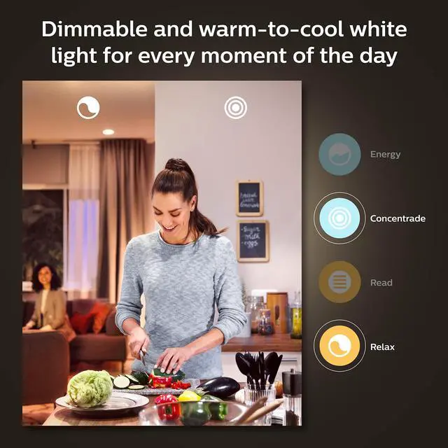 Alt view image 6 of 7 - Smart Light Bulbs Starter Kit, Includes (1) Bridge, (2) 75W A19 Bulbs, White and Color Ambiance LED Color Changing Lights, 1100LM, E26, Control with App or Voice Assistant