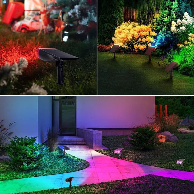 Alt view image 6 of 7 - Solar Lights Outdoor Waterproof LED Landscape Spotlight RGB 6 Pack Starray, 9 Color Changing Modes, Multicolor, Dusk to Dawn, for Holiday Decoration Patio Garden Flag Tree Lawn Pathway