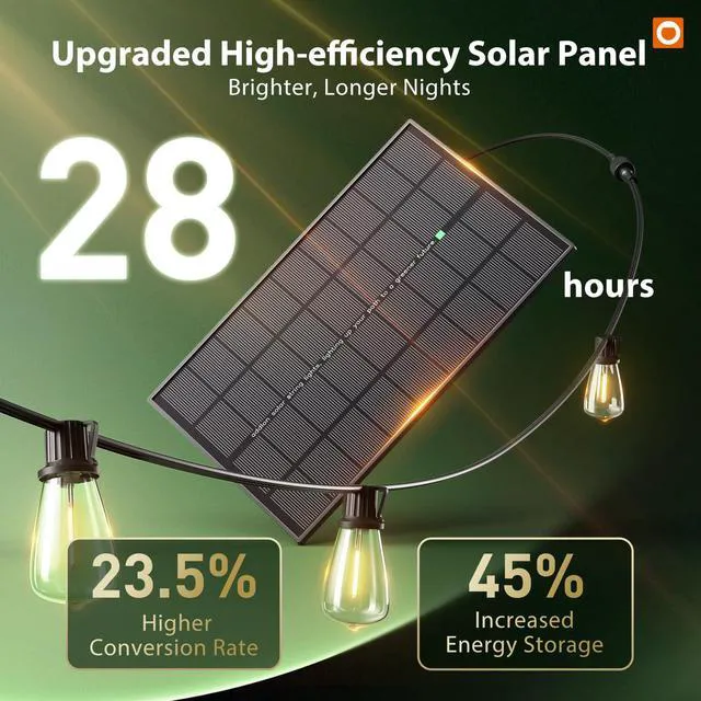 Alt view image 2 of 7 - 198FT(192+6) Solar String Lights Outdoor with Remote, Long-Lasting Waterproof Patio Lights, Dimmable & Timable Hanging Solar Light with 60 LED Bulbs for Outside, Yard, Garden, Camping, Gazebo