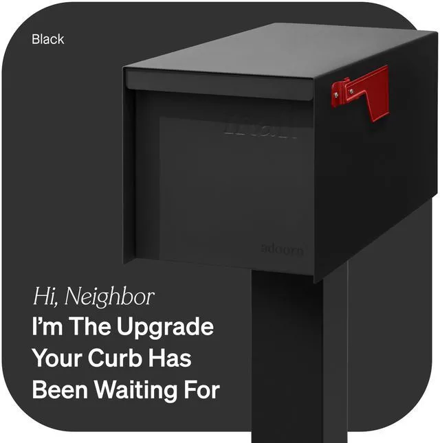 Alt view image 2 of 7 - Post Mount Outdoor Mailboxes - Large Decorative Mailbox for Letters and Packages - Weatherproof Construction - Durable Steel - Magnetic Closure - 9.5 H x 9.5 W x 20.75 D - Black