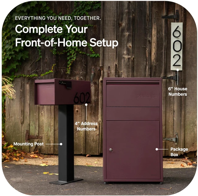 Alt view image 6 of 7 - Post Mount Outdoor Mailboxes - Large Decorative Mailbox for Letters and Packages - Weatherproof Construction - Durable Steel - Magnetic Closure - 9.5 H x 9.5 W x 20.75 D - Black