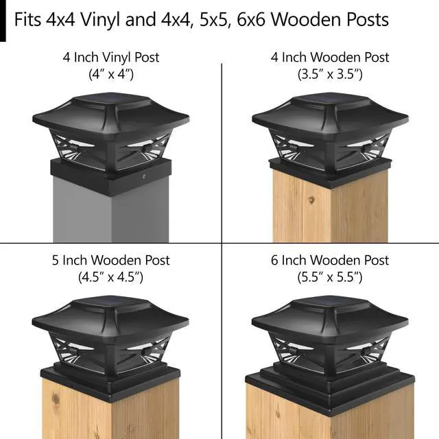 Alt view image 4 of 6 - Renaissance Solar Outdoor Post Cap Lights - Includes Bases for 4x4 5x5 6x6 Posts - Bright LED Light - Slate Black (12 Pack)