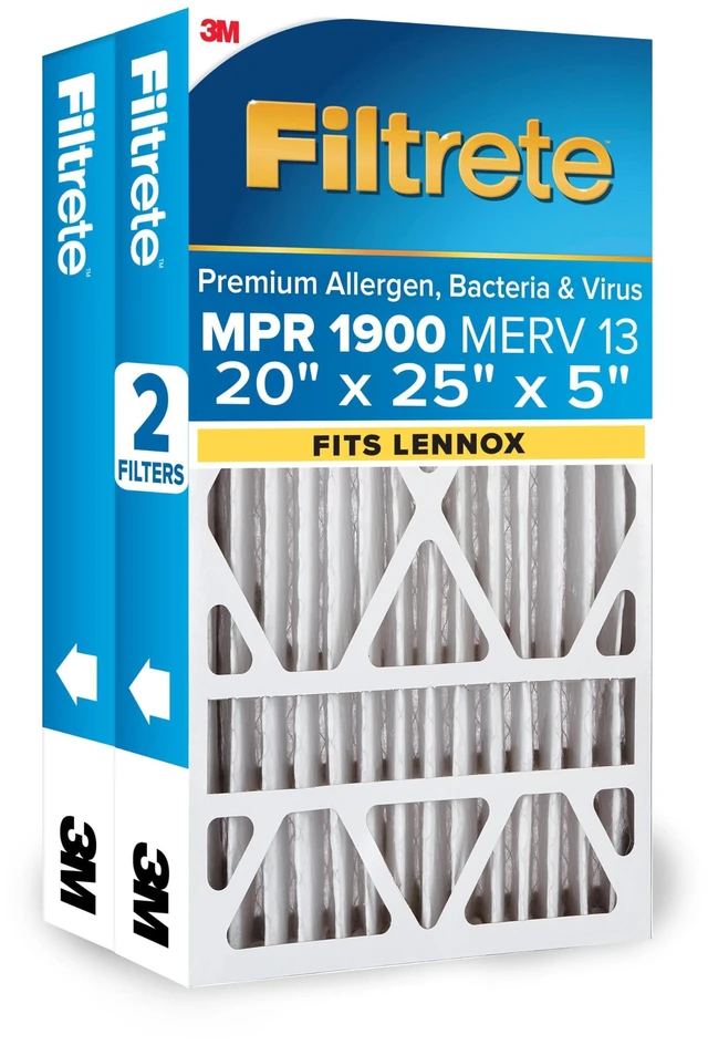 Main image of 20x25x5 (SlimFit) AC Furnace Air Filter, MERV 13, MPR 1900, Premium Allergen, Bacteria & Virus, Electrostatic Air Cleaning Filter, 2-Pack (Actual Size 19.63x24.75x4.31 in)