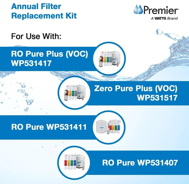 Alt view image 4 of 5 - RO Pure Plus Annual VOC Filter Kit 5-Pack Push Button 2 Sediment Filters 2 Carbon Pre-Filters 1-Micron VOC Filter Removes Herbicides Pesticides 1-Year Supply Filtration Solution