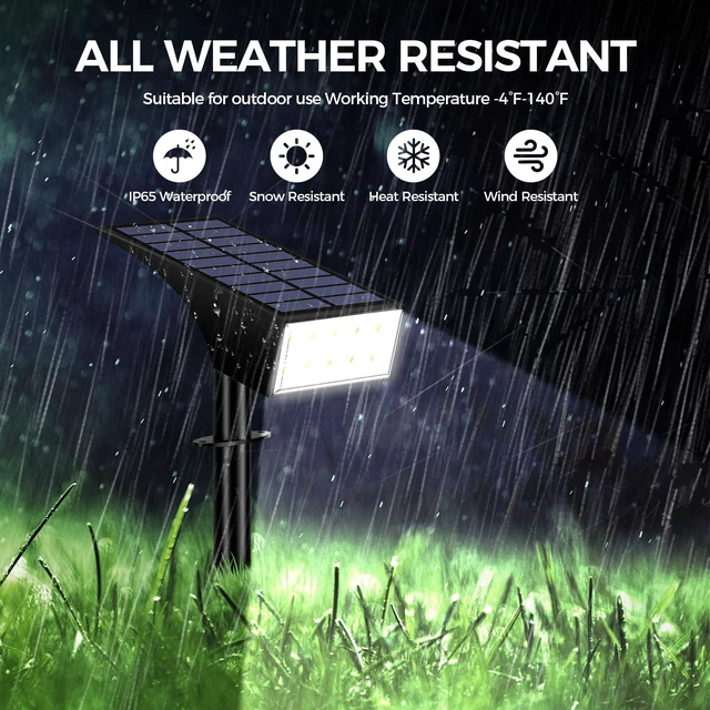 Alt view image 6 of 7 - Solar Lights Outdoor Waterproof IP65, Landscape Lights, 6 Pack, Cool White IP65 Waterproof, Auto On/Off LED Powered Yard Garden Flood Solar Light for Outside Pathway Wall Tree Lawn Uplights Lights