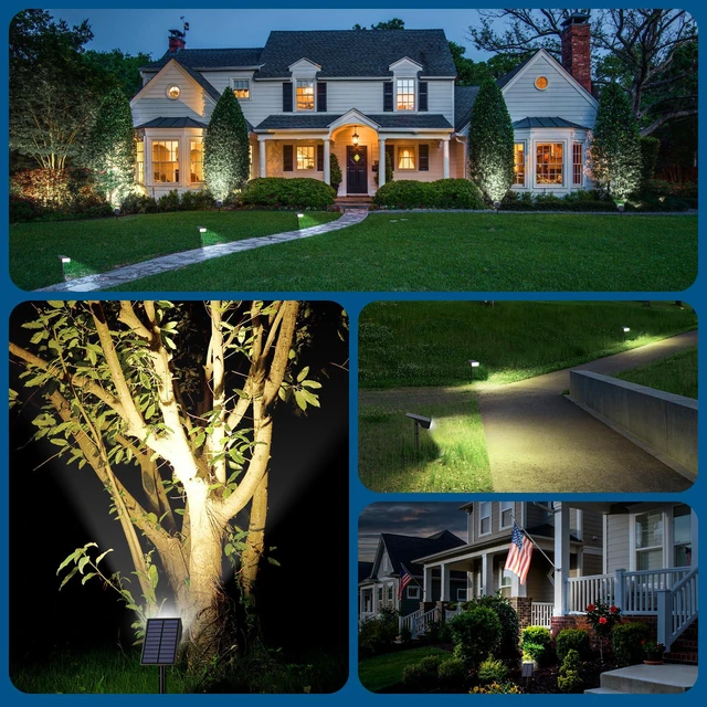 Alt view image 7 of 7 - Solar Lights Outdoor Waterproof IP65, Landscape Lights, 6 Pack, Cool White IP65 Waterproof, Auto On/Off LED Powered Yard Garden Flood Solar Light for Outside Pathway Wall Tree Lawn Uplights Lights