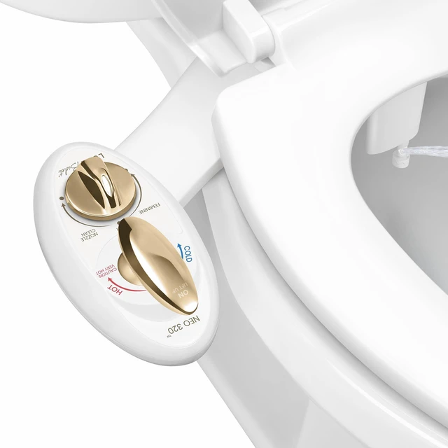 Main image of NEO 320 - Warm Water Bidet Attachment for Toilet Seat, Gold Non-Electric, Warm Water, Dual Nozzle, Self-Cleaning, Adjustable Water Pressure, Rear & Feminine Wash
