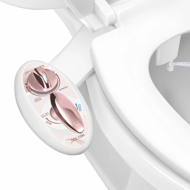 Main image of NEO 320 - Warm Water Bidet Attachment for Toilet Seat, Rose Gold Non-Electric, Warm Water, Dual Nozzle, Self-Cleaning, Adjustable Water Pressure, Rear & Feminine Wash