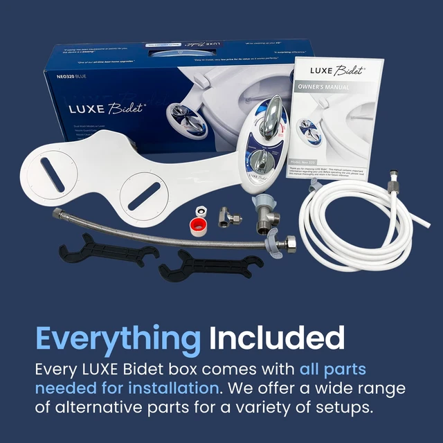 Alt view image 2 of 7 - NEO 320 - Warm Water Bidet Attachment for Toilet Seat, Blue Non-Electric, Warm Water, Dual Nozzle, Self-Cleaning, Adjustable Water Pressure, Rear & Feminine Wash