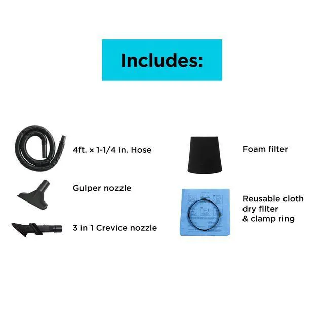 Alt view image 7 of 7 - Shop Vacuum Wet and Dry, 3 Gallon 3.0 Peak HP, 3-in-1 Portable Corded Shop Vac with Accessories, Vacuum Cleaner for Home, Pet and Car(BDXV18910P-3)