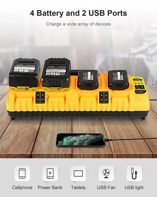 Alt view image 3 of 7 - DCB104 Replacement for Dewalt 12v 20v Max Multi Battery Charger Station