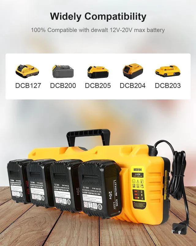 Alt view image 2 of 7 - DCB104 Replacement for Dewalt 12v 20v Max Multi Battery Charger Station