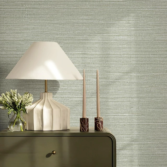 Alt view image 5 of 7 - Grasscloth Wallpaper Peel and Stick Cream Grassweave Stick on Wallpaper Textured Self Adhesive Wall Paper Contact Paper 1181" x 17.3"