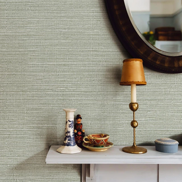Alt view image 6 of 7 - Grasscloth Wallpaper Peel and Stick Cream Grassweave Stick on Wallpaper Textured Self Adhesive Wall Paper Contact Paper 1181" x 17.3"