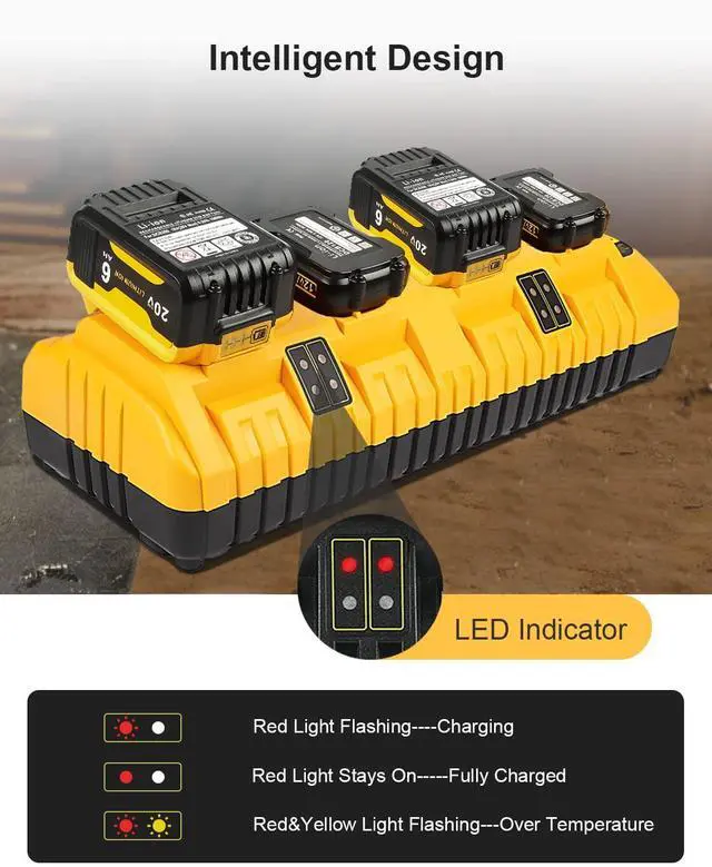 Alt view image 5 of 7 - DCB104 Replacement for Dewalt 12v 20v Max Multi Battery Charger Station
