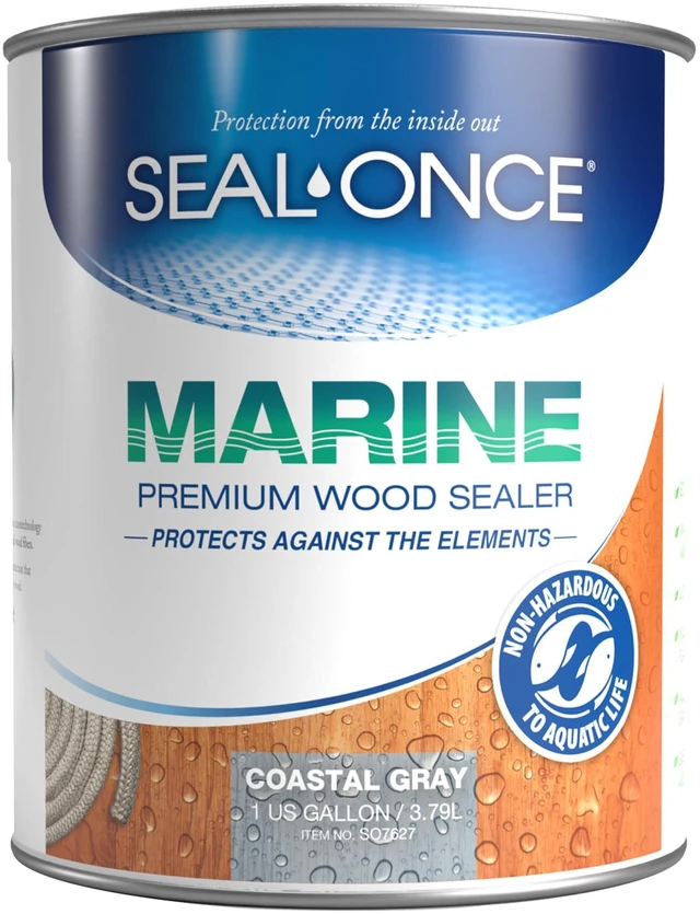 Main image of Marine Ready Mix Wood Sealer and Stain, Coastal Gray, 1 Gallon Waterproofer & Stain, Water-Based, Ultra-low VOC formula, For high-moisture areas, Protects wood docks, decks & piers