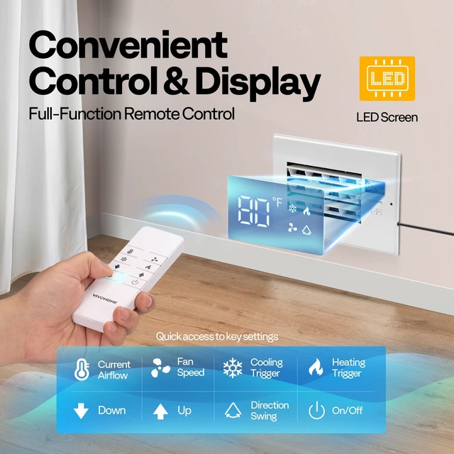 Alt view image 6 of 7 - Register Booster Fan - 6'' x 10'' Opening with Adjustable Louver Smart Thermostat & 10-Speed Remote Control - AC Vent Fan for Floor, Ceiling, Wall - Quiet Operation (White)