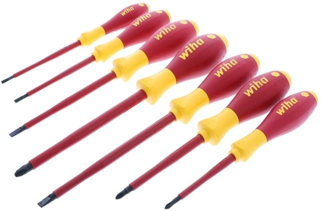 Main image of 32099 Insulated Screwdriver Set, 7-Piece 1000V Professional Tool Kit 1000V VDE certified, SoftFinish cushion grip, precision machined tips, tested to 10,000 volts, made in Germany