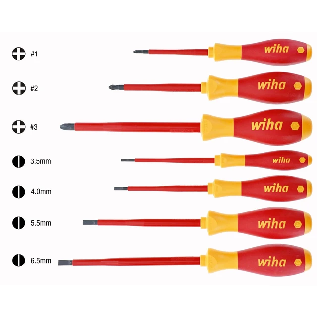 Alt view image 6 of 6 - 32099 Insulated Screwdriver Set, 7-Piece 1000V Professional Tool Kit 1000V VDE certified, SoftFinish cushion grip, precision machined tips, tested to 10,000 volts, made in Germany