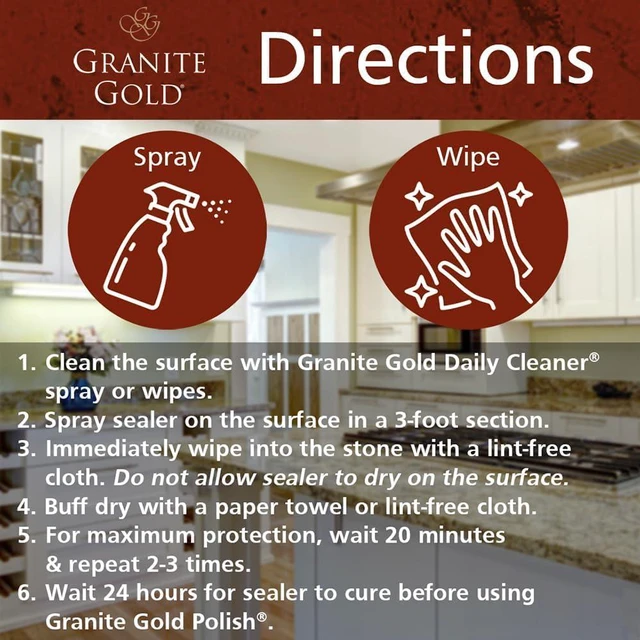 Alt view image 5 of 7 - Sealer for Natural Stone, 24 oz Spray & 64 oz Refill Water-Based Sealant Repels Stains & Etching on, Marble and Travertine - Food-Prep Area Safe - Made in the USA