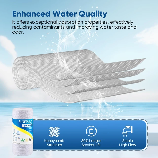 Alt view image 6 of 7 - 5 Micron 10 x 4.5 Whole House Water Filter for Well Water 3 Pack Compatible with WPX5BB97P, PC10, 355214-45, 355215-45, WP10BB97P, WP5BB97P. Recognized Certification Food Grade Material