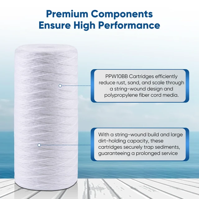 Alt view image 7 of 7 - 5 Micron 10 x 4.5 Whole House Water Filter for Well Water 3 Pack Compatible with WPX5BB97P, PC10, 355214-45, 355215-45, WP10BB97P, WP5BB97P. Recognized Certification Food Grade Material