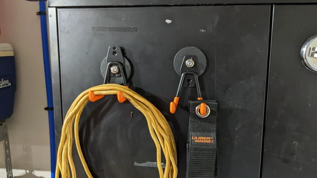 Alt view image 7 of 7 - Heavy Duty Magnetic Garage Hook,10 Pack Strong Large Magnet Hooks for Power Drill,Garden Tools,Hose,Pegboard,Garage, Workshop,Magnetic Storage Hooks for Indoor Outdoor Hanging(Orange)