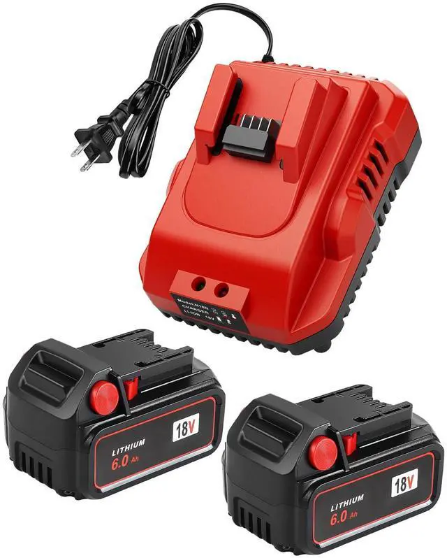 Main image of 2-Pack 18V 6.0Ah Replacement for Milwaukee M-18 Battery and 1 Charger(red)