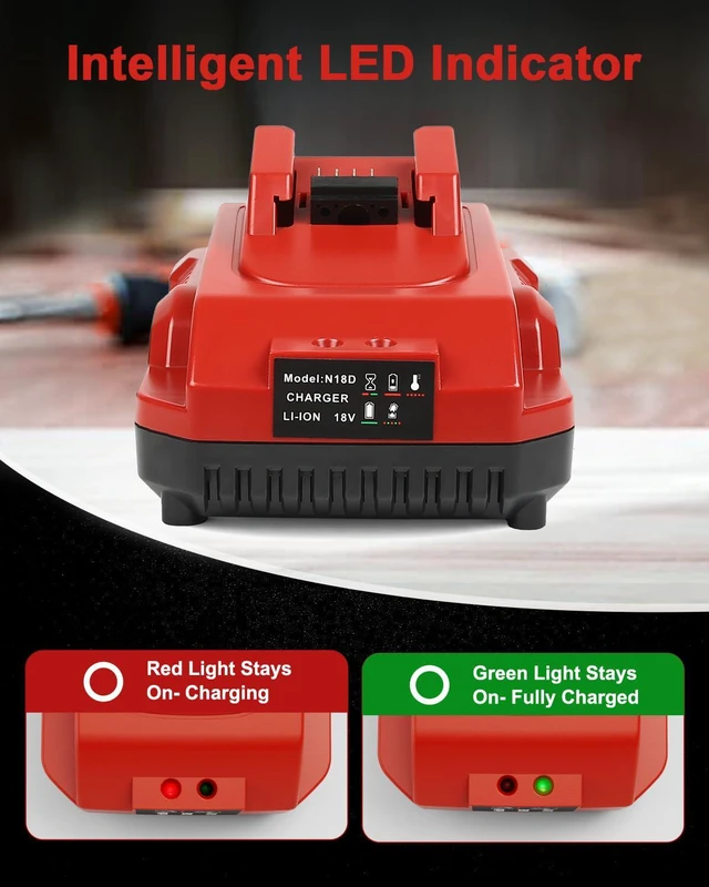 Alt view image 6 of 7 - 2-Pack 18V 6.0Ah Replacement for Milwaukee M-18 Battery and 1 Charger(red)