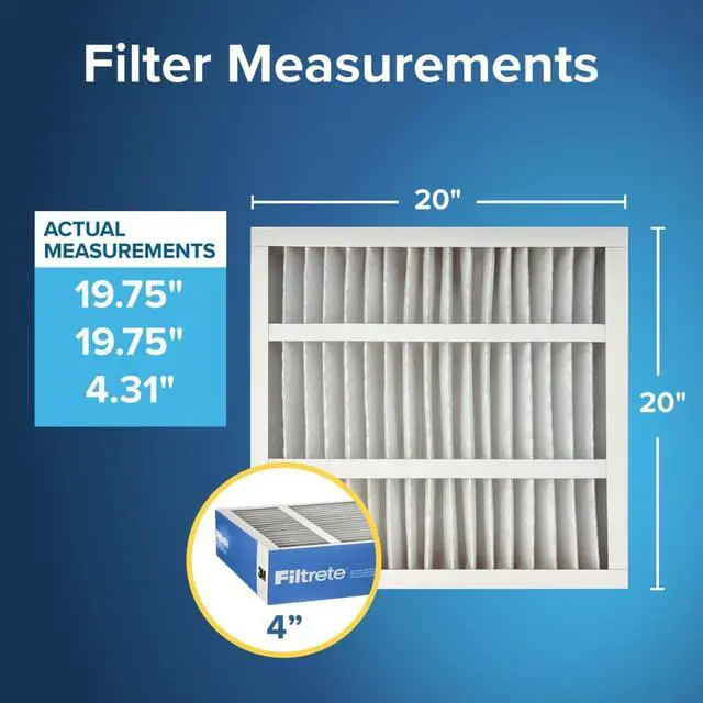 Alt view image 2 of 7 - 20x20x4 AC Furnace Air Filter, MERV 13, MPR 1900, Premium Allergen, Bacteria & Virus Filter, Electrostatic Air Cleaning Filter, 2-Pack (Actual Size 19.75 x 19.75 x 4.31 in)