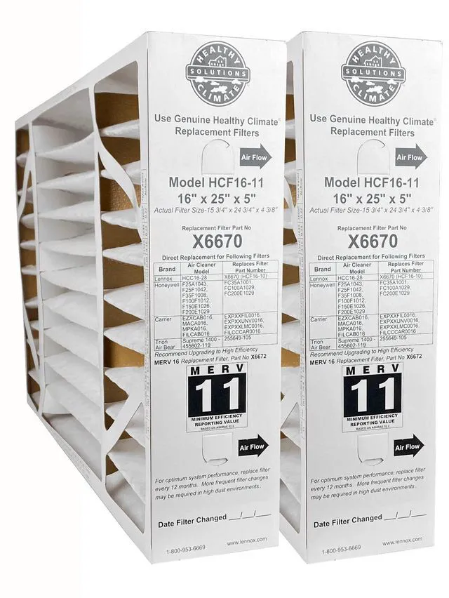 Main image of X6670 - (2-Pack) Healthy Climate 16" x 25" x 5" OEM HCF16-11 Air Filter, MERV 11