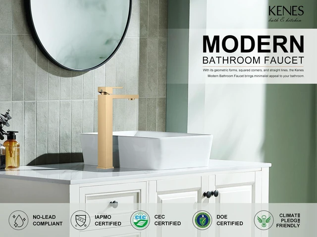 Alt view image 2 of 7 - Champagne Bronze Vessel Sink Faucet 1 Handle, Tall Bathroom Faucet Vessel Bowl Faucet with Pop Up Drain & Supply Lines, Lead-Free cUPC & NSF Certified, 1 Hole Faucet for Vanity RV Restroom
