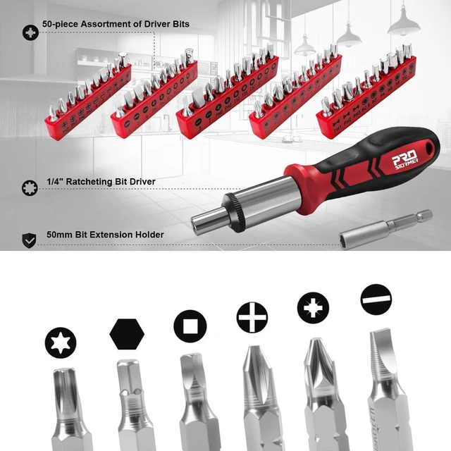 Alt view image 6 of 7 - 259-Piece Home Tool Kit with Portable Storage Box, Red Complete Repair Tools for Household/ Car/ Mechanics, General ToolKit for Men and Women