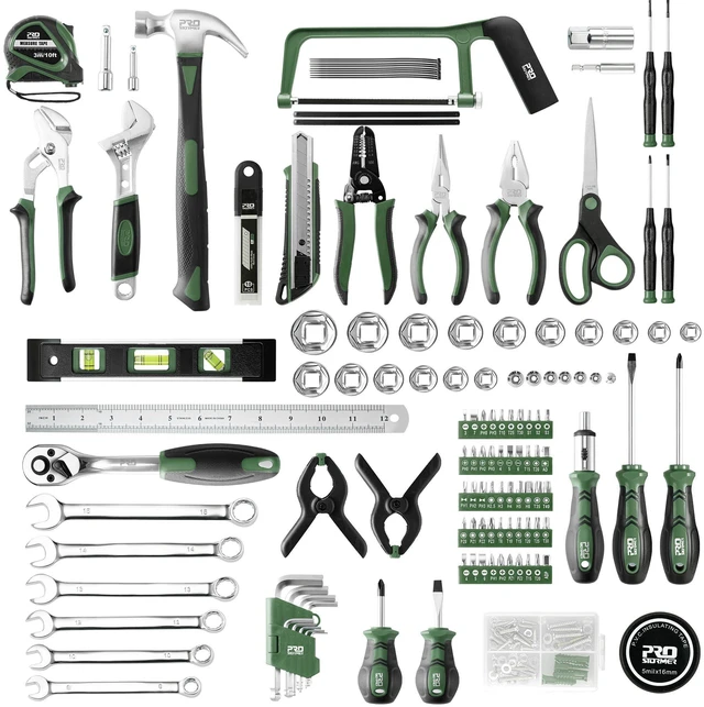 Alt view image 2 of 7 - 259-Piece Tool Kit, Household Essential Tool Set, Green All-Purpose Tools for Home, Office or Automotive Projects, Gift for Homeowner, Diyer, Handyman