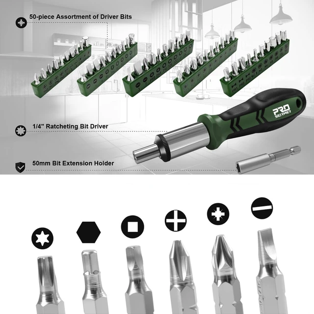 Alt view image 6 of 7 - 259-Piece Tool Kit, Household Essential Tool Set, Green All-Purpose Tools for Home, Office or Automotive Projects, Gift for Homeowner, Diyer, Handyman