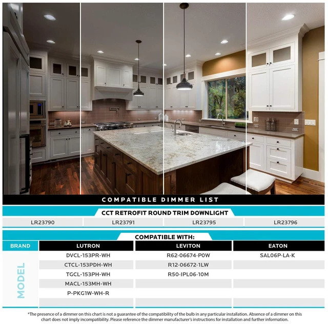 Alt view image 6 of 6 - 5/6 Inch LED Recessed Retrofit Downlight, 14W=90W, 1100 LM (6 Pack) Smooth Trim, 5CCT Color Selectable 2700K-5000K, Dimmable Can Light, 1100 Lumens, Wet Rated, Energy Star