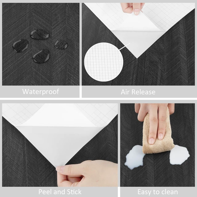 Alt view image 6 of 7 - Large Wood Grain Wallpaper Peel and Stick Countertops Waterproof Modern Wood Contact Paper Self Adhesive Black Wallpaper Repvable Kitchen Wooden Wall Paper for Cabinets Furniture 24"x394"
