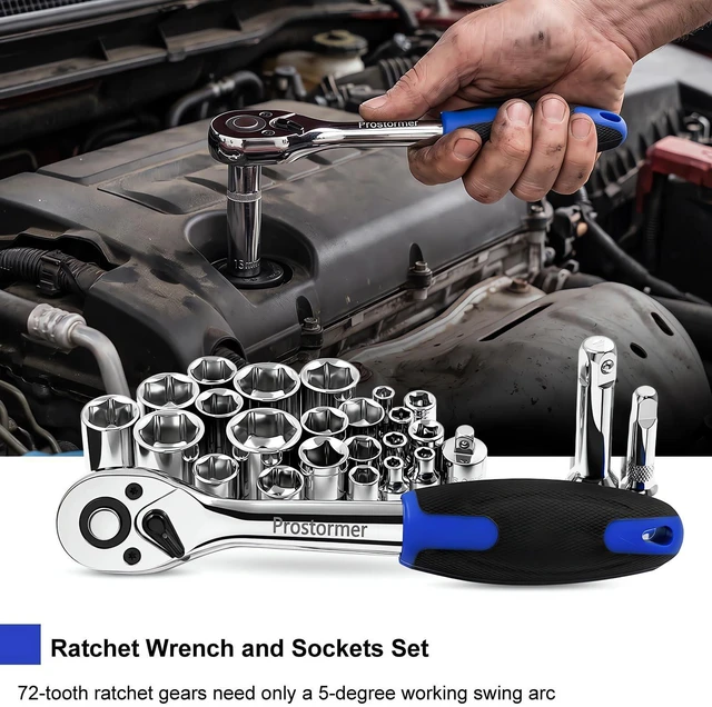 Alt view image 7 of 7 - 259-Piece Tool Kit, General Household Hand Tool Set, Blue Includes Hammer, Pliers, Tape Measure, Screwdrivers, Wrenches & Sockets for Home, Office, Dorm Repairs and DIY Projects